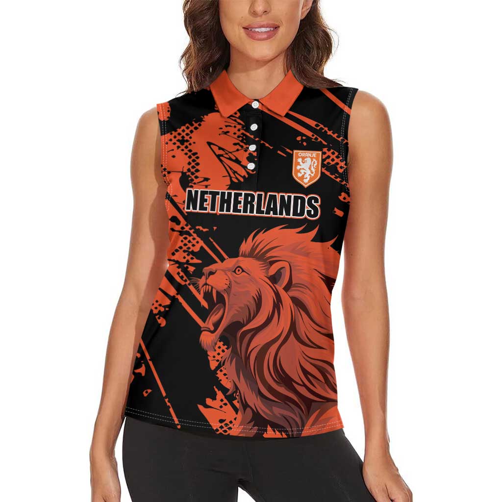 Custom Nederlands 2026 World Football Women Sleeveless Polo Shirt Hup Holland Hup Lions - Wonder Print Shop