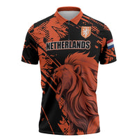 Custom Nederlands 2026 World Football Zipper Polo Shirt Hup Holland Hup Lions - Wonder Print Shop