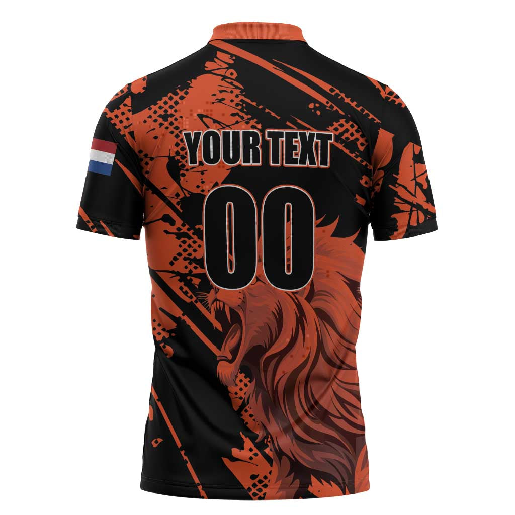 Custom Nederlands 2026 World Football Zipper Polo Shirt Hup Holland Hup Lions - Wonder Print Shop