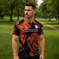 Custom Nederlands 2026 World Football Zipper Polo Shirt Hup Holland Hup Lions - Wonder Print Shop
