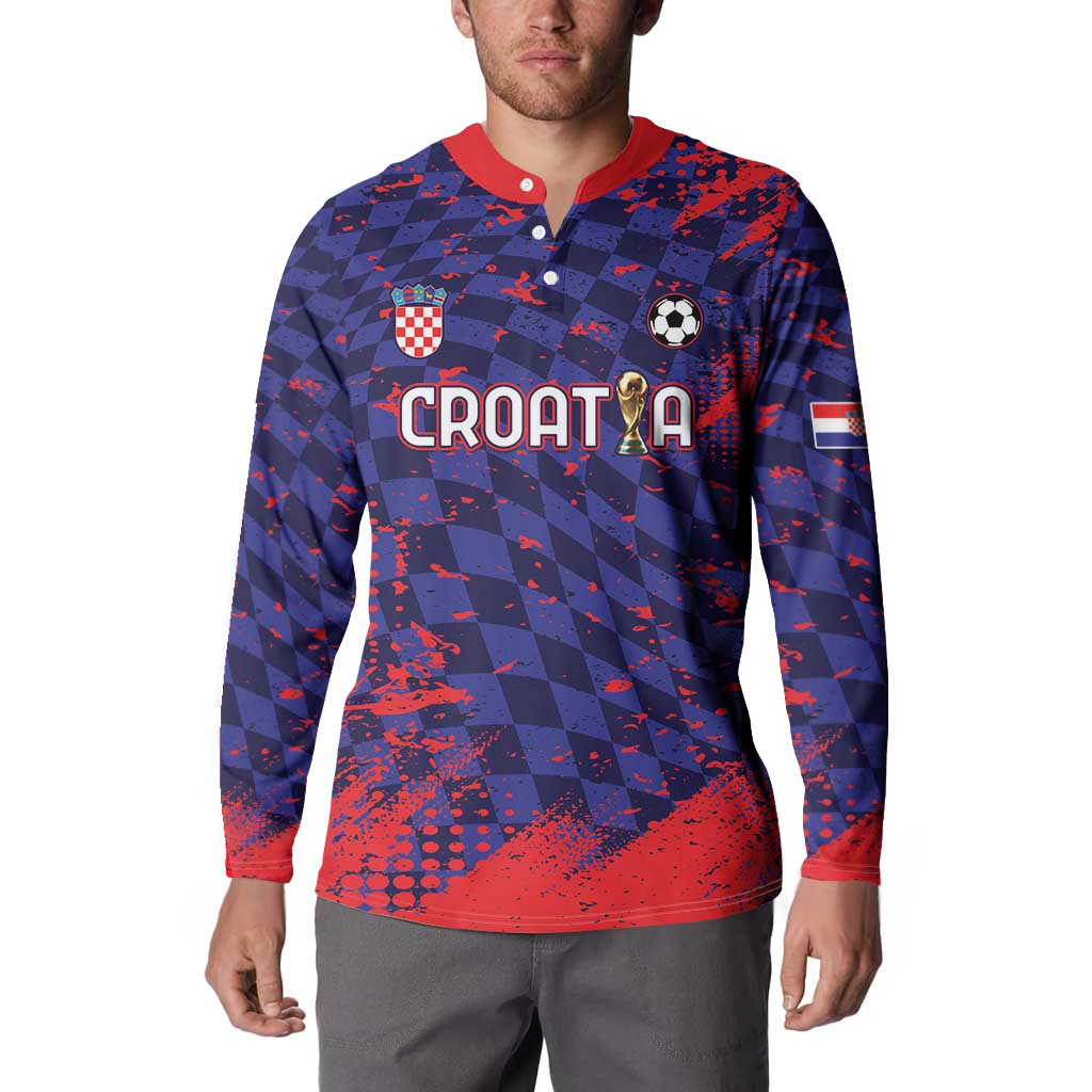 Custom Croatia 2026 World Football Button Sweatshirt Hrvatska Vatreni - Wonder Print Shop
