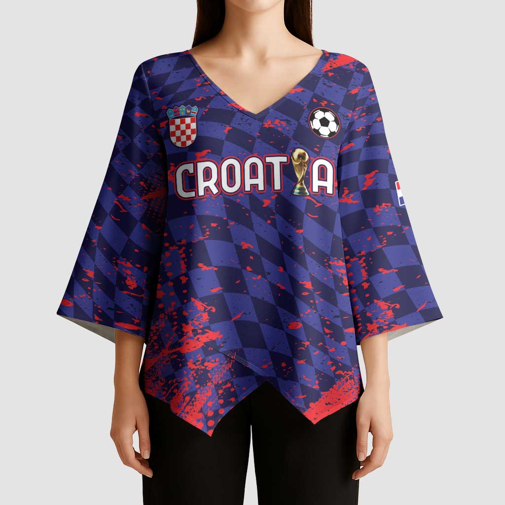 Custom Croatia 2026 World Football Kimono Sleeve Blouse Hrvatska Vatreni - Wonder Print Shop