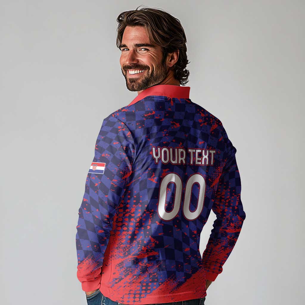 Custom Croatia 2026 World Football Long Sleeve Polo Shirt Hrvatska Vatreni - Wonder Print Shop