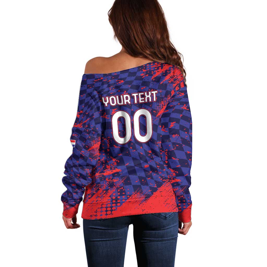 Custom Croatia 2026 World Football Off Shoulder Sweater Hrvatska Vatreni - Wonder Print Shop
