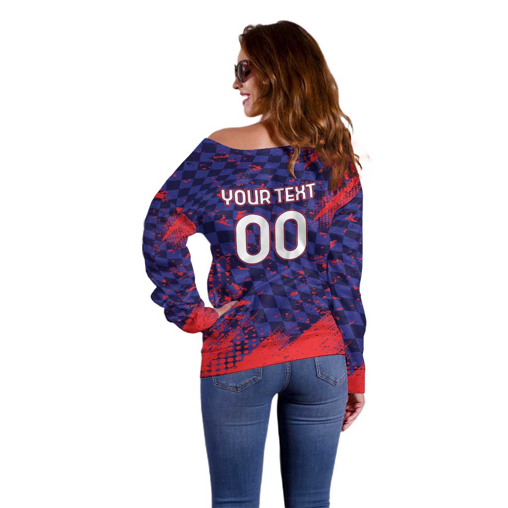 Custom Croatia 2026 World Football Off Shoulder Sweater Hrvatska Vatreni - Wonder Print Shop