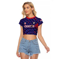 Custom Croatia 2026 World Football Raglan Cropped T Shirt Hrvatska Vatreni - Wonder Print Shop
