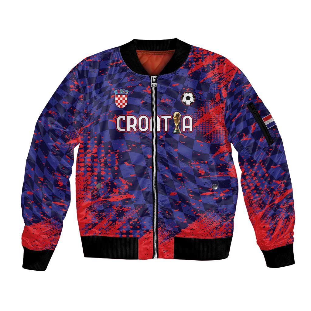 Custom Croatia 2026 World Football Sleeve Zip Bomber Jacket Hrvatska Vatreni - Wonder Print Shop