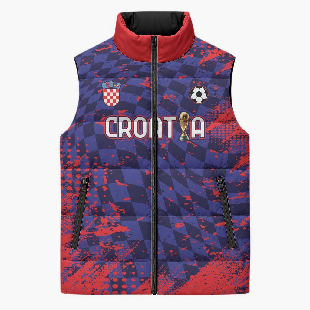 Custom Croatia 2026 World Football Sleeveless Puffer Jacket Hrvatska Vatreni - Wonder Print Shop