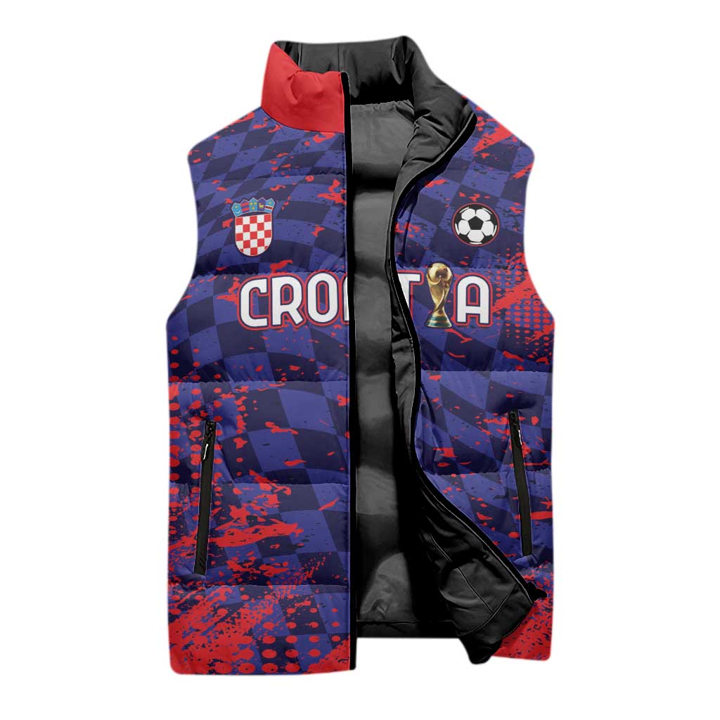 Custom Croatia 2026 World Football Sleeveless Puffer Jacket Hrvatska Vatreni - Wonder Print Shop