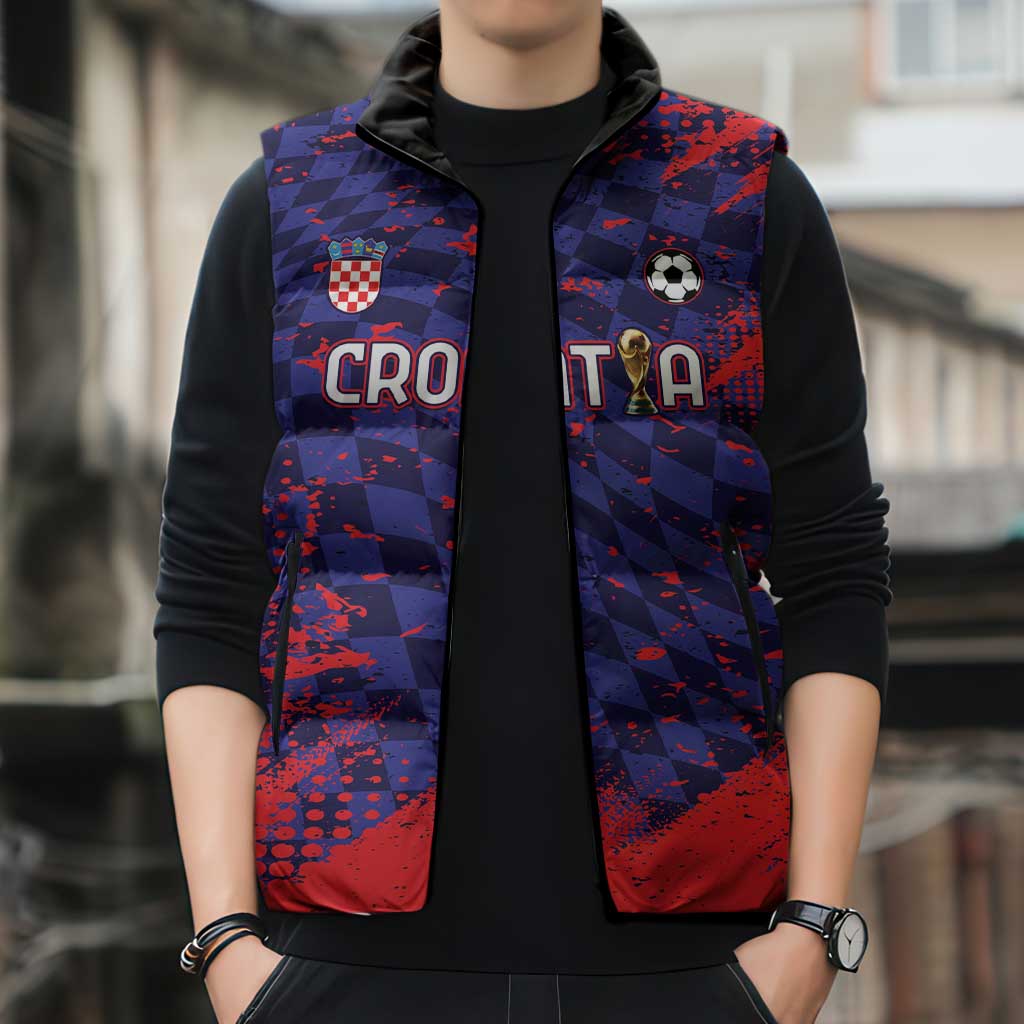 Custom Croatia 2026 World Football Sleeveless Puffer Jacket Hrvatska Vatreni - Wonder Print Shop