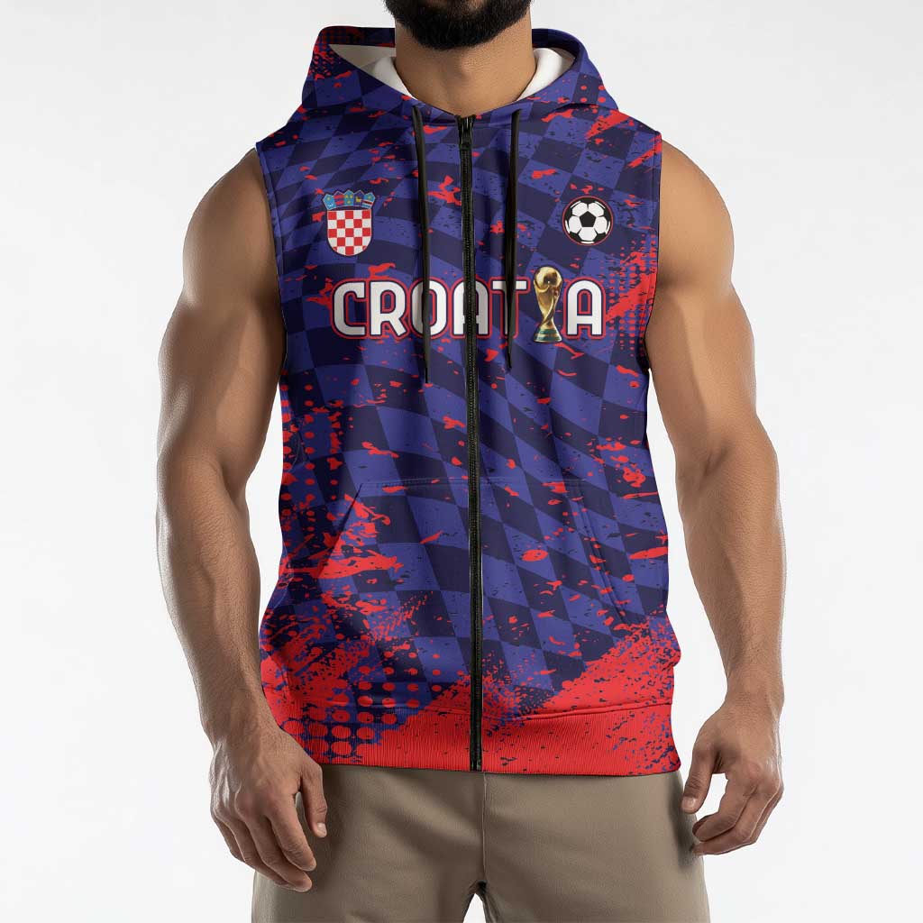 Custom Croatia 2026 World Football Sleeveless Zip Hoodie Hrvatska Vatreni - Wonder Print Shop