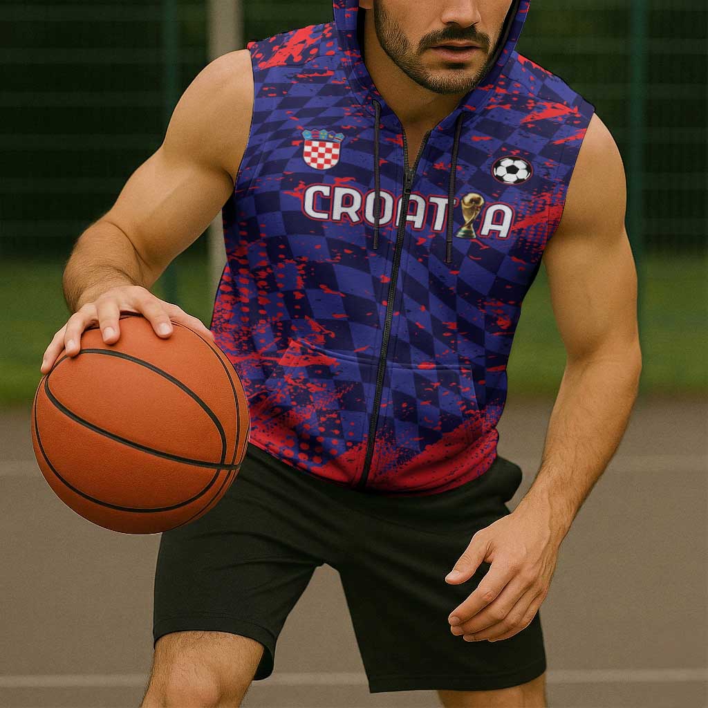 Custom Croatia 2026 World Football Sleeveless Zip Hoodie Hrvatska Vatreni - Wonder Print Shop