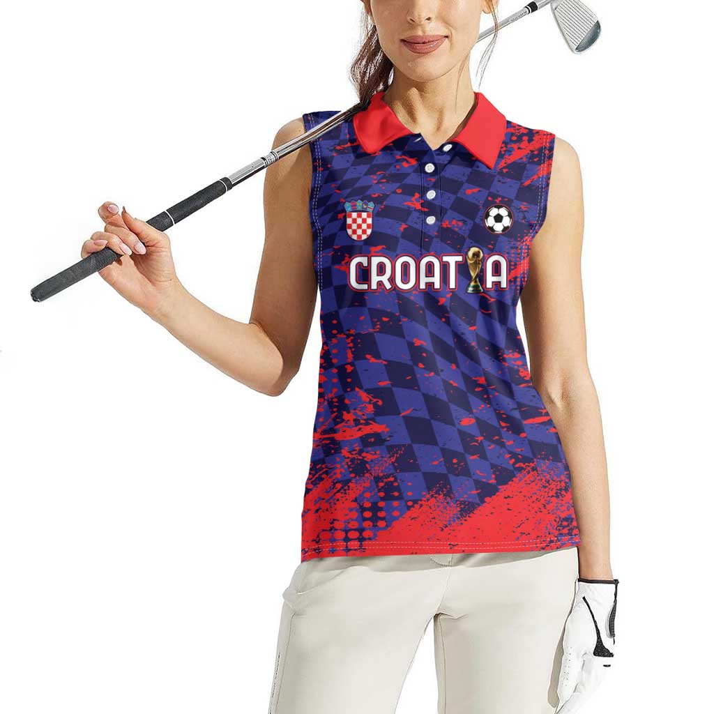 Custom Croatia 2026 World Football Women Sleeveless Polo Shirt Hrvatska Vatreni - Wonder Print Shop