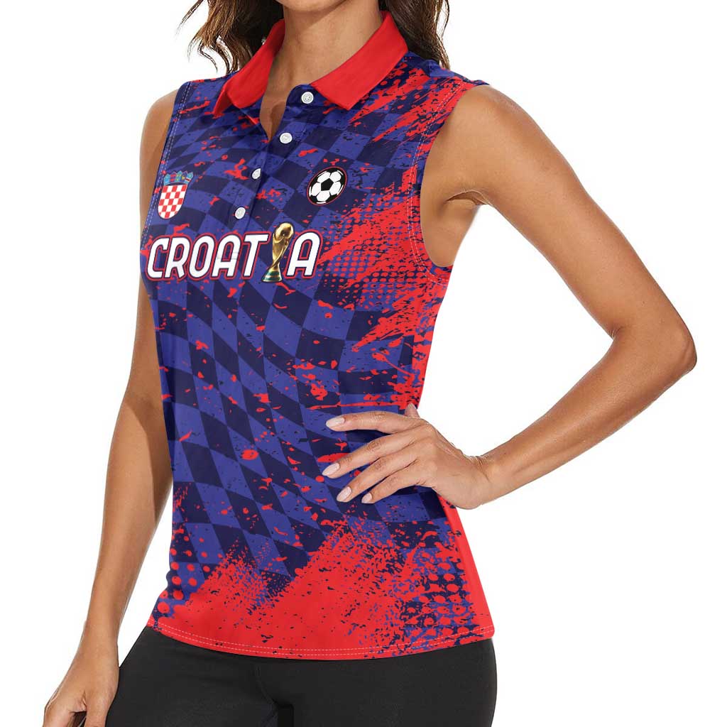Custom Croatia 2026 World Football Women Sleeveless Polo Shirt Hrvatska Vatreni - Wonder Print Shop