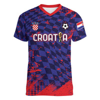 Custom Croatia 2026 World Football Women V-Neck T-Shirt Hrvatska Vatreni - Wonder Print Shop