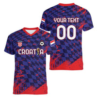 Custom Croatia 2026 World Football Women V-Neck T-Shirt Hrvatska Vatreni - Wonder Print Shop
