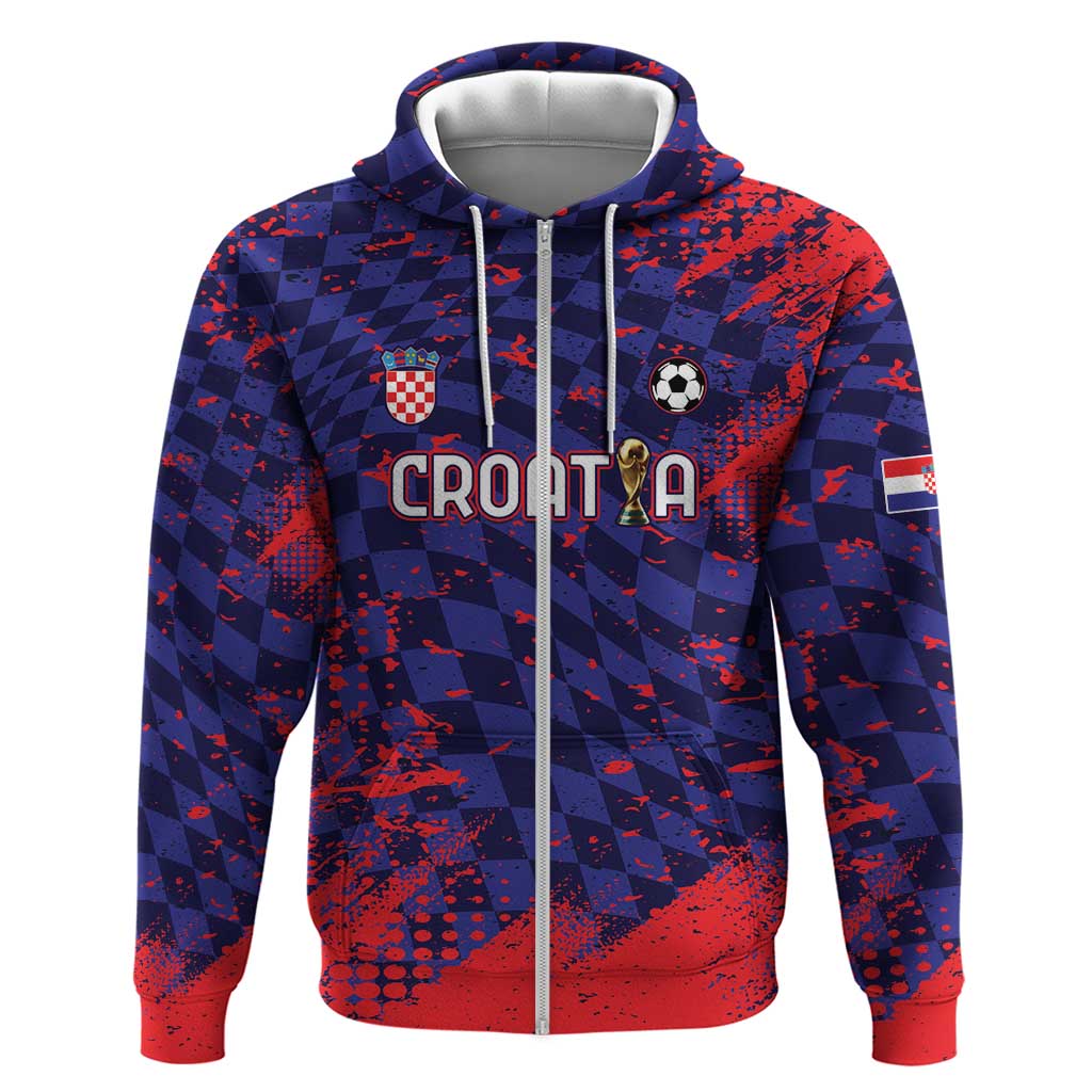Custom Croatia 2026 World Football Zip Hoodie Hrvatska Vatreni - Wonder Print Shop