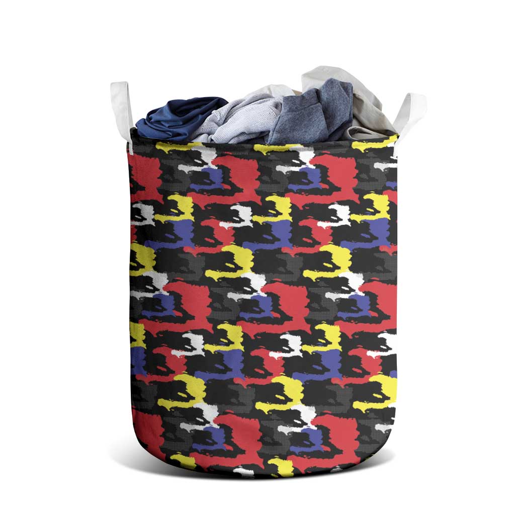 Haiti Map Camouflage Colorful Laundry Basket - Wonder Print Shop