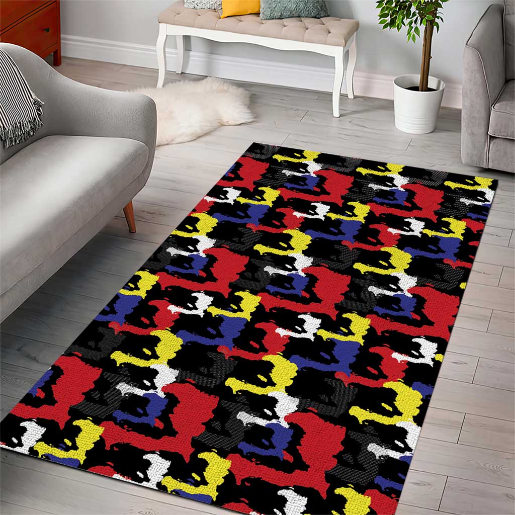 Haiti Map Camouflage Colorful Area Rug - Wonder Print Shop