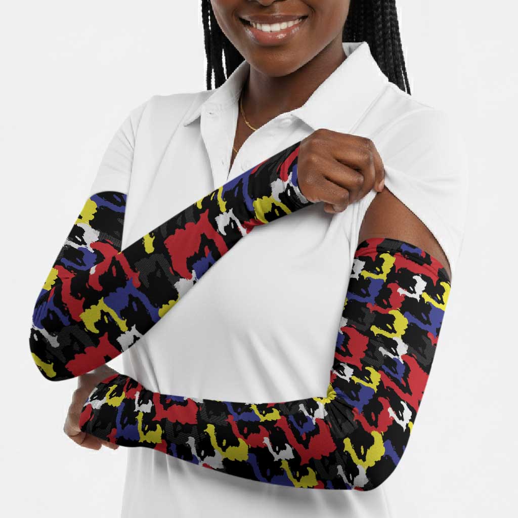 Haiti Map Camouflage Colorful Arm Sleeves - Wonder Print Shop