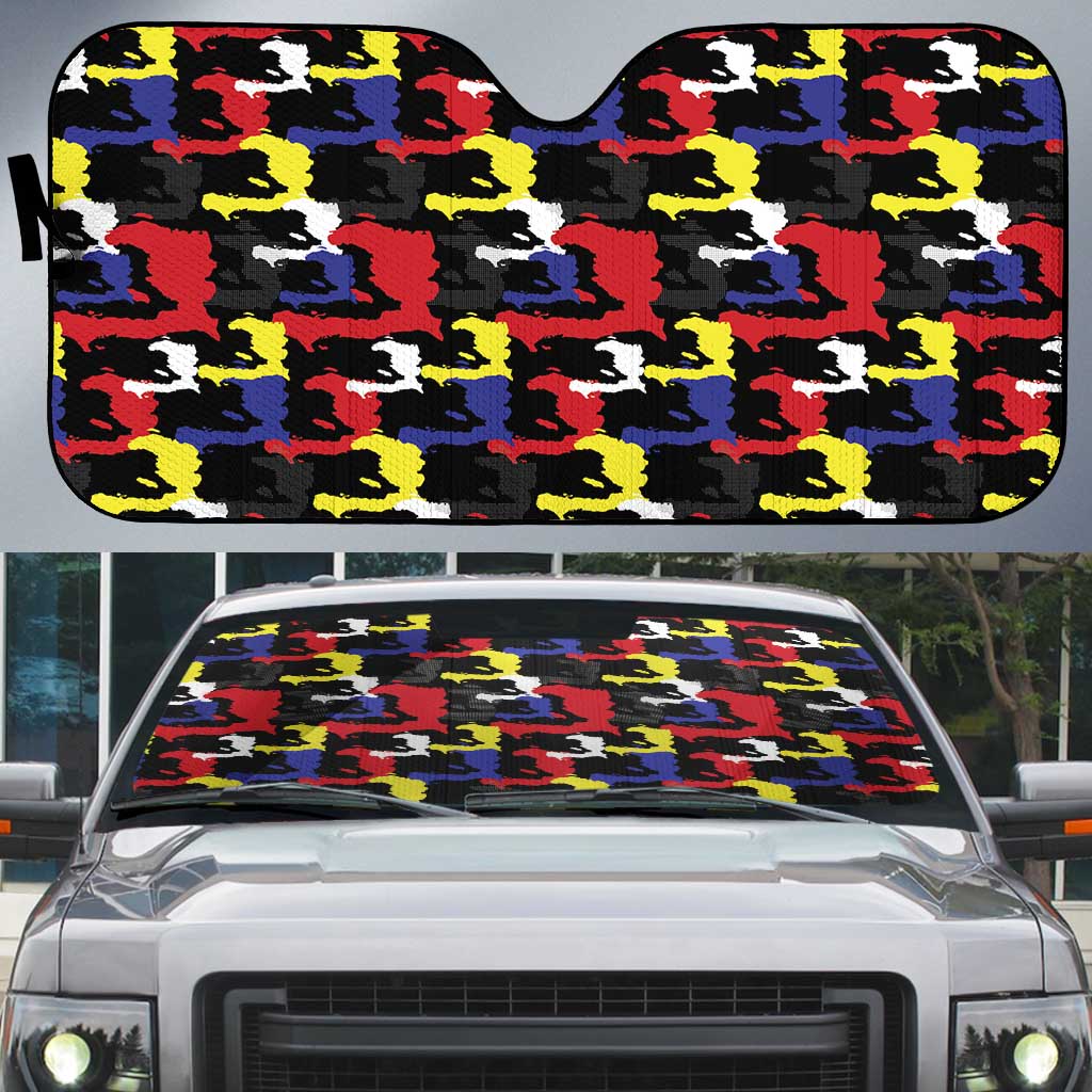 Haiti Map Camouflage Colorful Auto Sun Shade - Wonder Print Shop