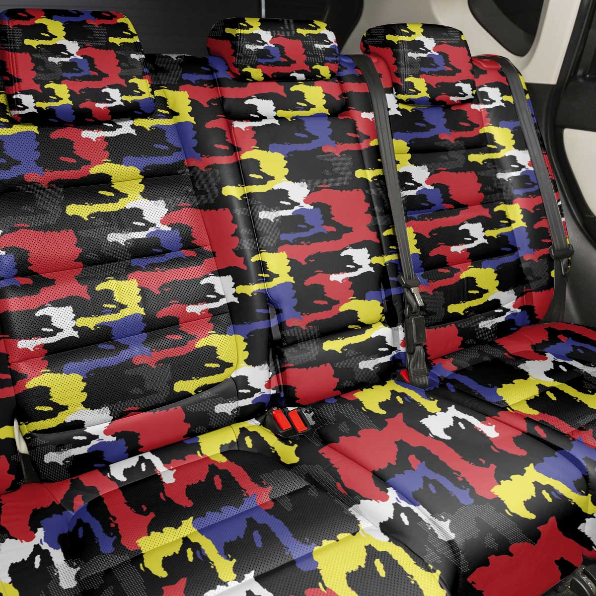 Haiti Map Camouflage Colorful Back Car Seat Cover - Wonder Print Shop