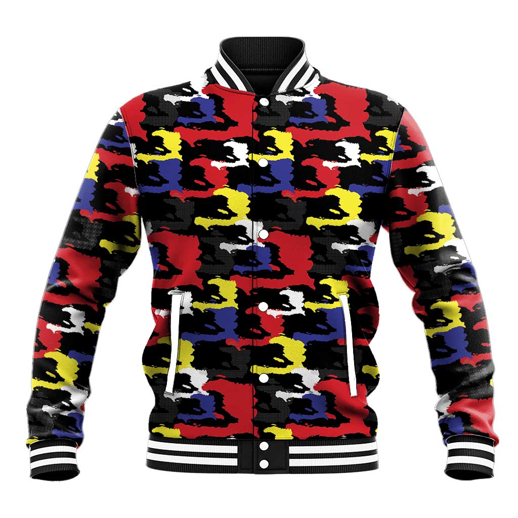 Haiti Map Camouflage Colorful Baseball Jacket - Wonder Print Shop