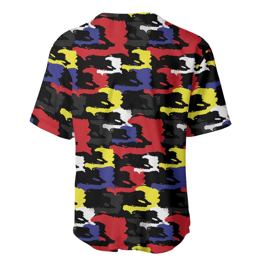 Haiti Map Camouflage Colorful Baseball Jersey - Wonder Print Shop