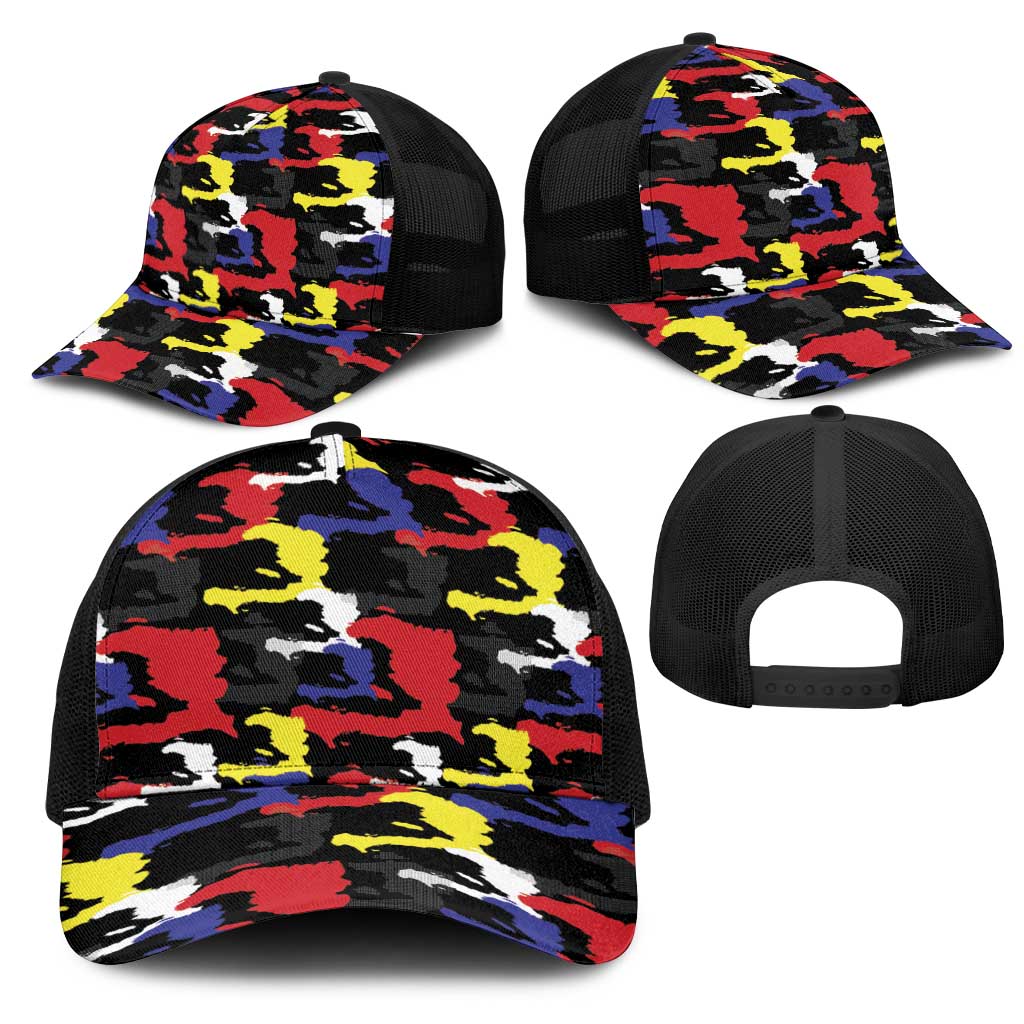 Haiti Map Camouflage Colorful Baseball Net Cap - Wonder Print Shop