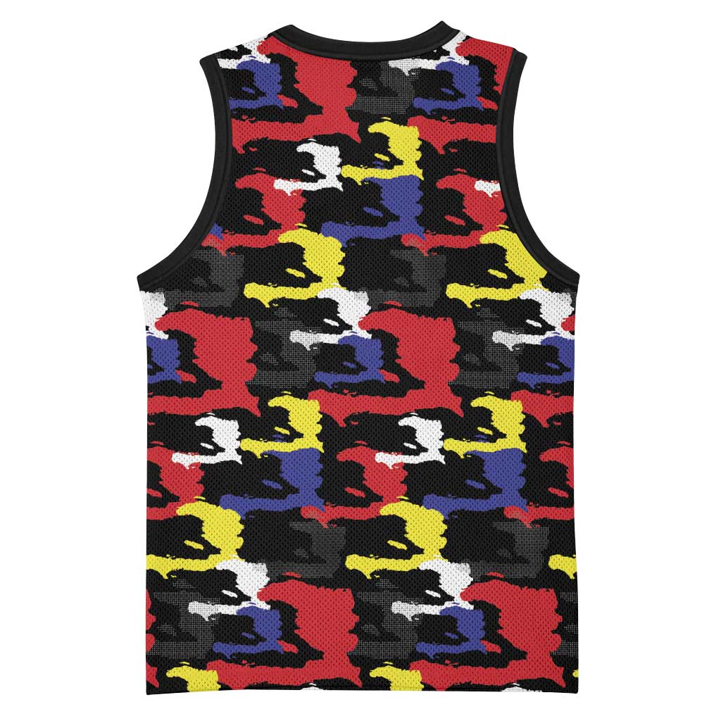Haiti Map Camouflage Colorful Basketball Jersey - Wonder Print Shop