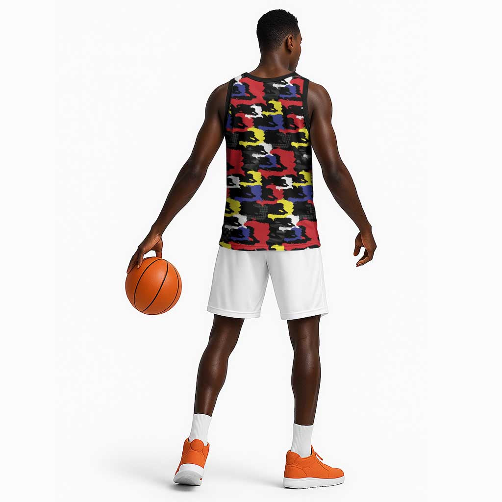 Haiti Map Camouflage Colorful Basketball Jersey - Wonder Print Shop