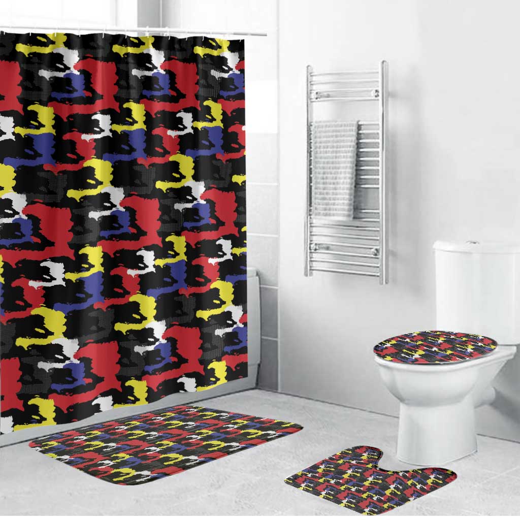 Haiti Map Camouflage Colorful Bathroom Set - Wonder Print Shop