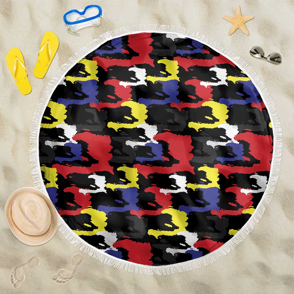 Haiti Map Camouflage Colorful Beach Blanket - Wonder Print Shop
