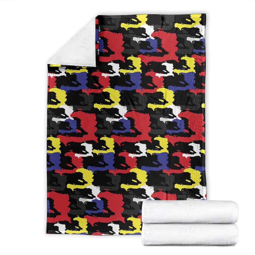Haiti Map Camouflage Colorful Blanket - Wonder Print Shop