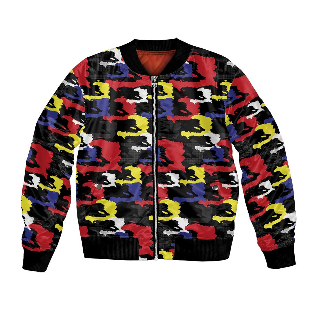 Haiti Map Camouflage Colorful Bomber Jacket - Wonder Print Shop