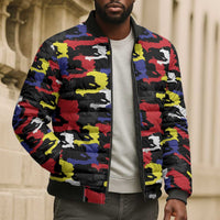 Haiti Map Camouflage Colorful Bomber Puffer Jacket - Wonder Print Shop