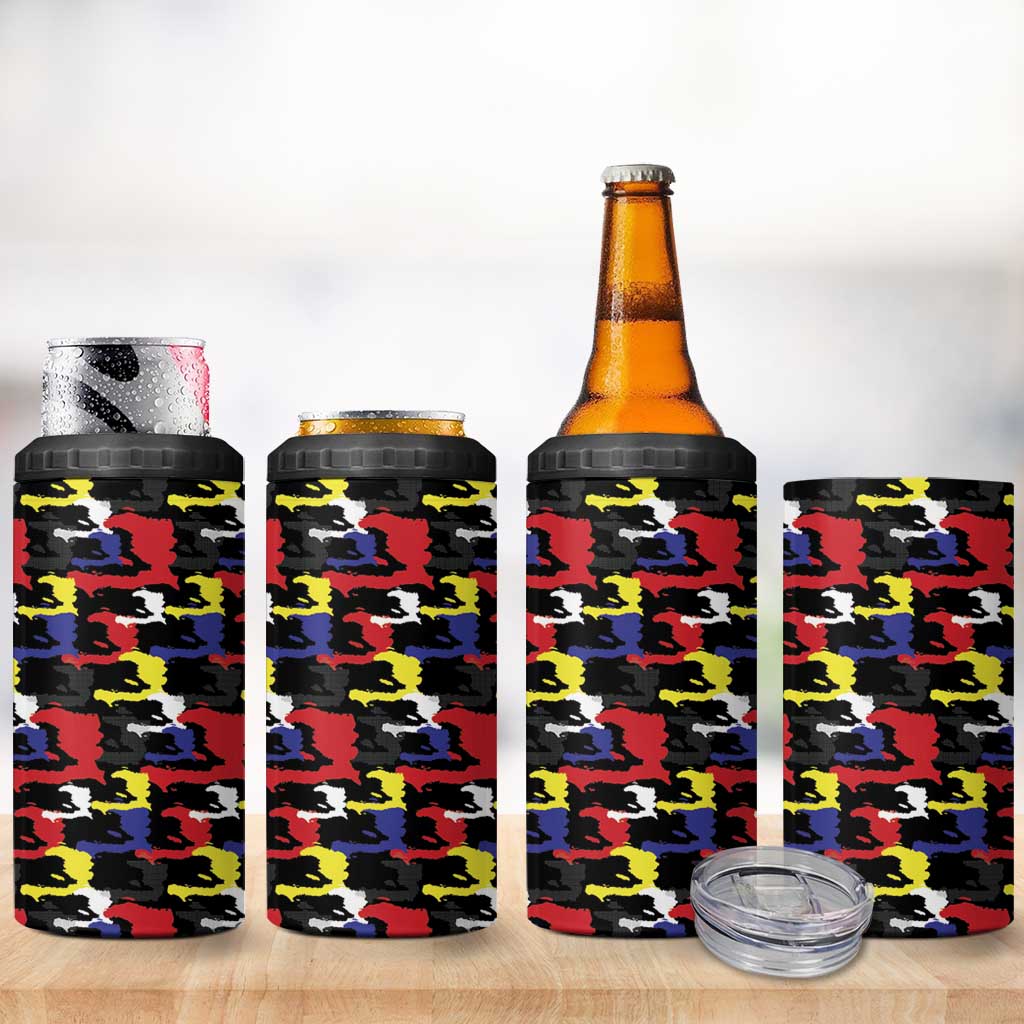 Haiti Map Camouflage Colorful 4 in 1 Can Cooler Tumbler - Wonder Print Shop