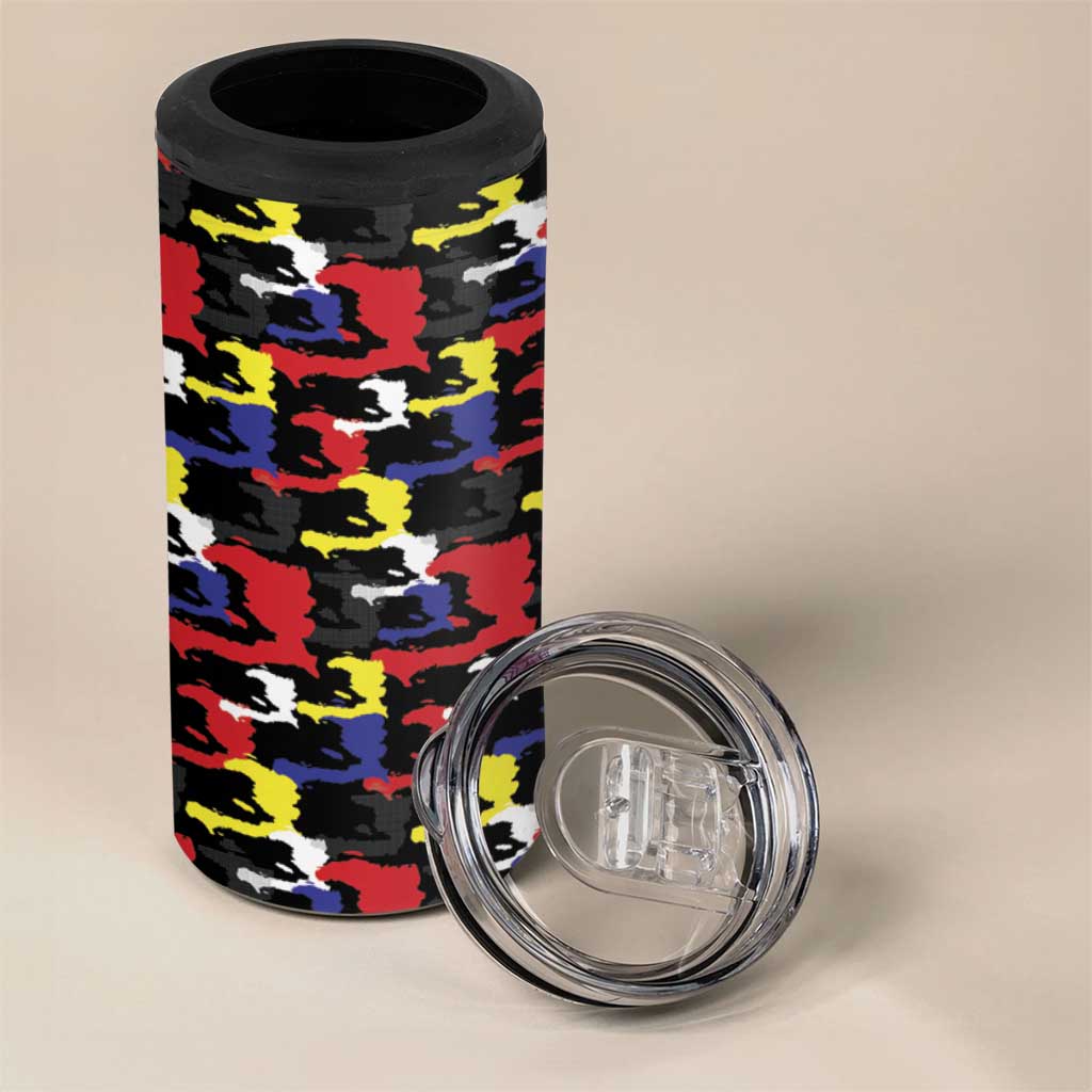 Haiti Map Camouflage Colorful 4 in 1 Can Cooler Tumbler - Wonder Print Shop
