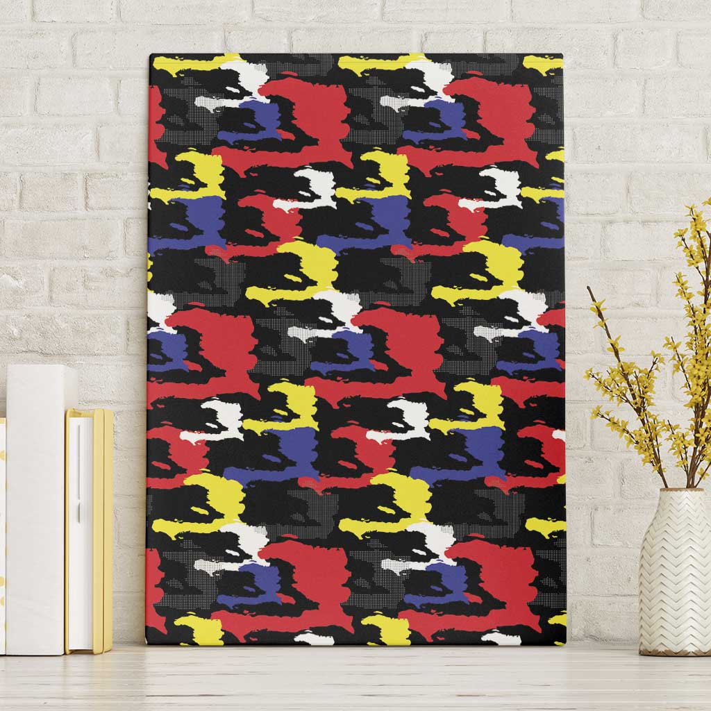 Haiti Map Camouflage Colorful Canvas Wall Art - Wonder Print Shop