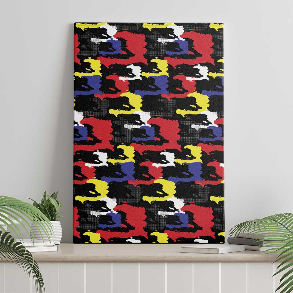Haiti Map Camouflage Colorful Canvas Wall Art - Wonder Print Shop