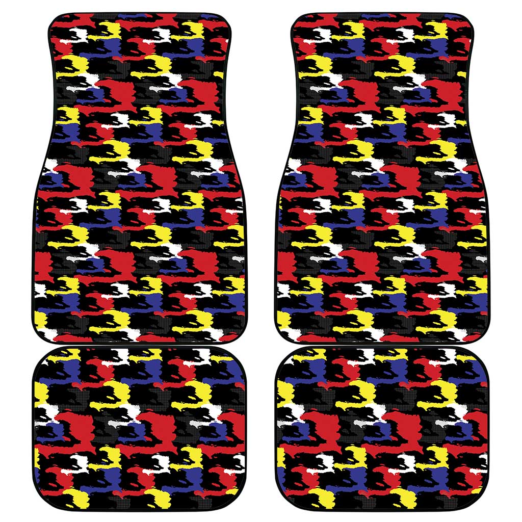 Haiti Map Camouflage Colorful Car Mats - Wonder Print Shop