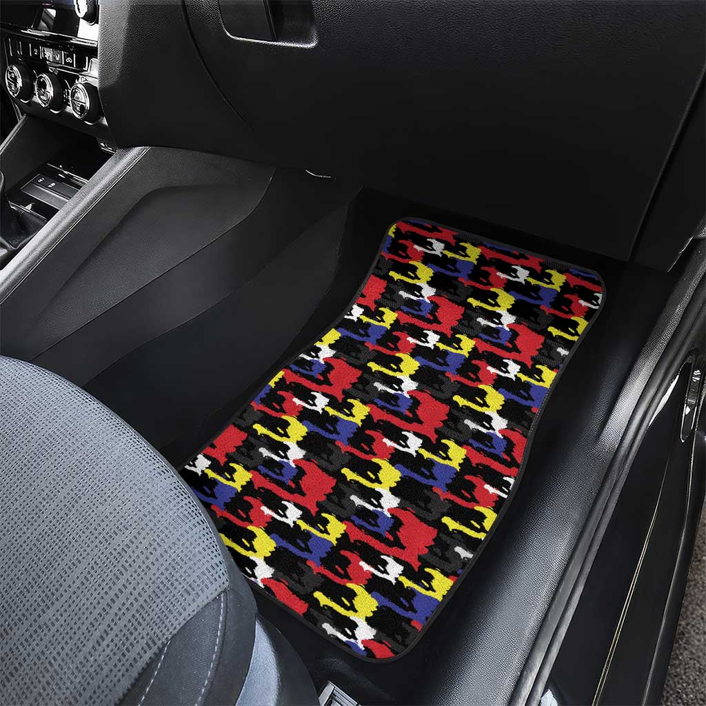 Haiti Map Camouflage Colorful Car Mats - Wonder Print Shop