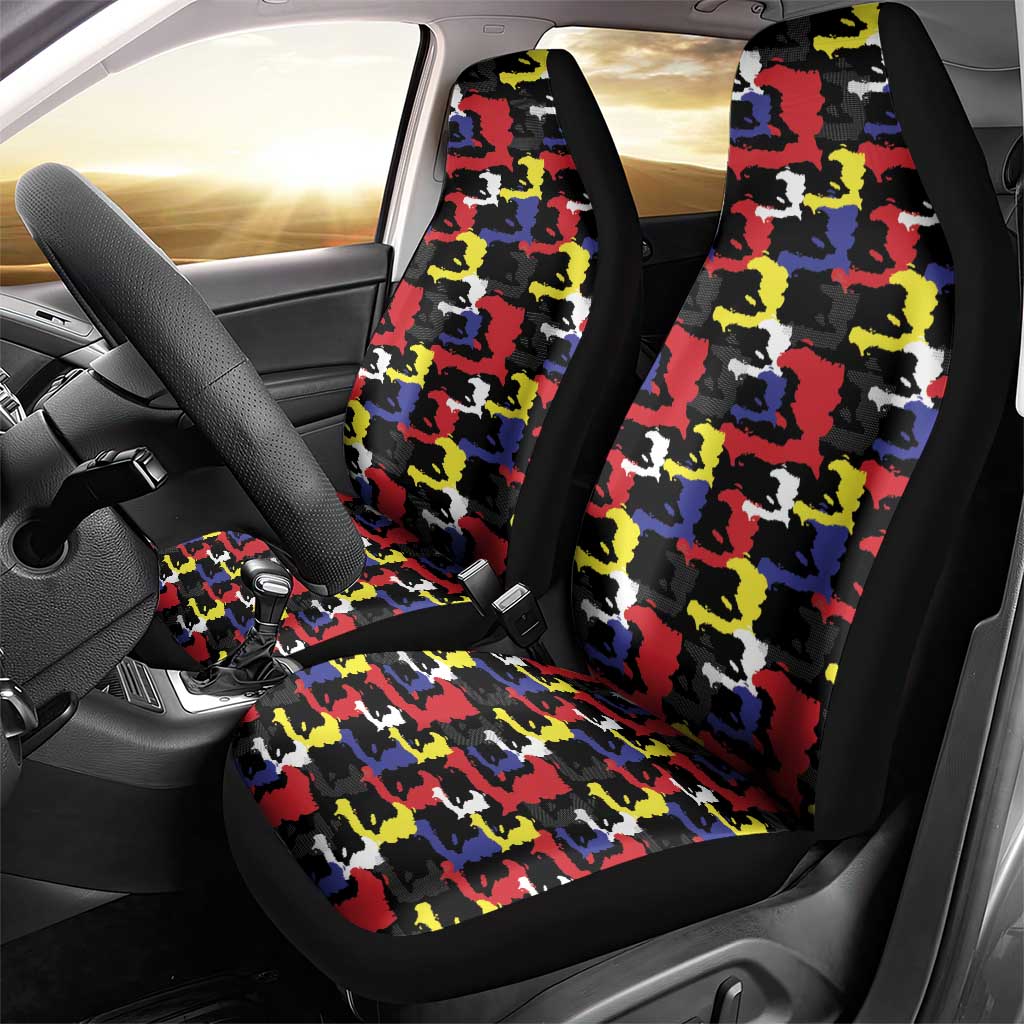 Haiti Map Camouflage Colorful Car Seat Cover - Wonder Print Shop
