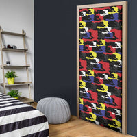 Haiti Map Camouflage Colorful Door Cover - Wonder Print Shop