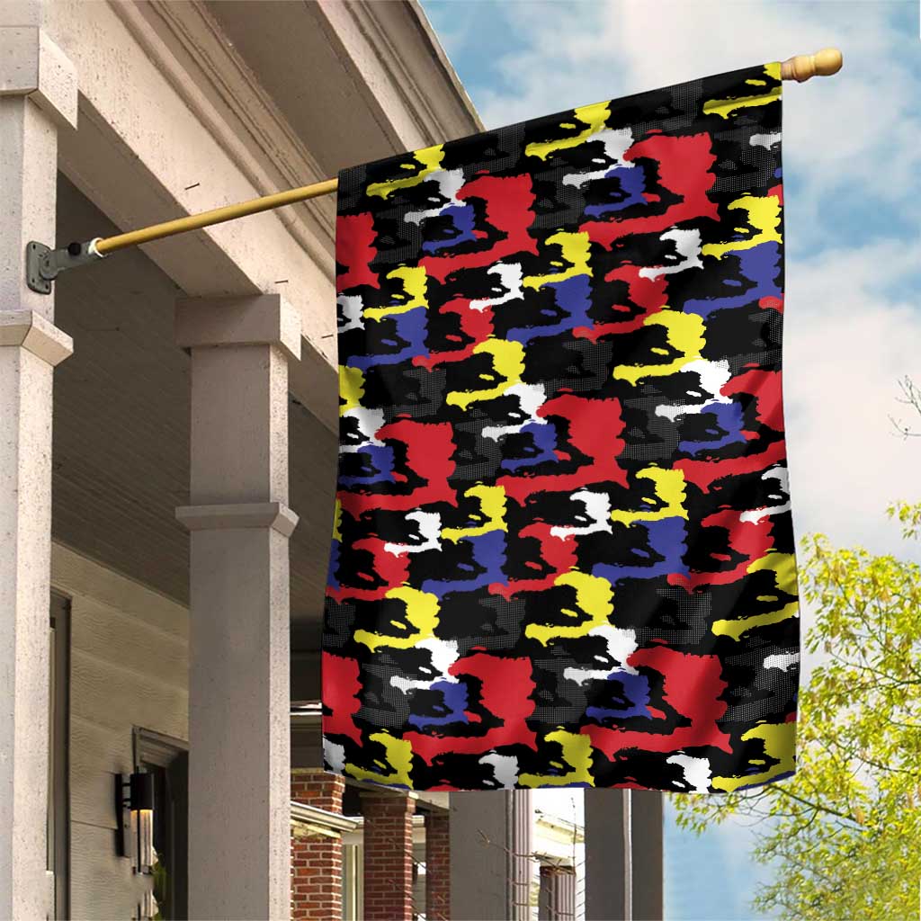 Haiti Map Camouflage Colorful Garden Flag - Wonder Print Shop