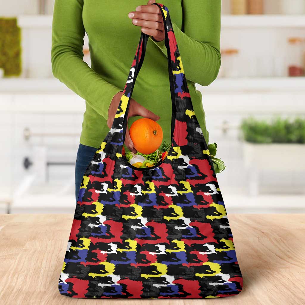 Haiti Map Camouflage Colorful Grocery Bag - Wonder Print Shop