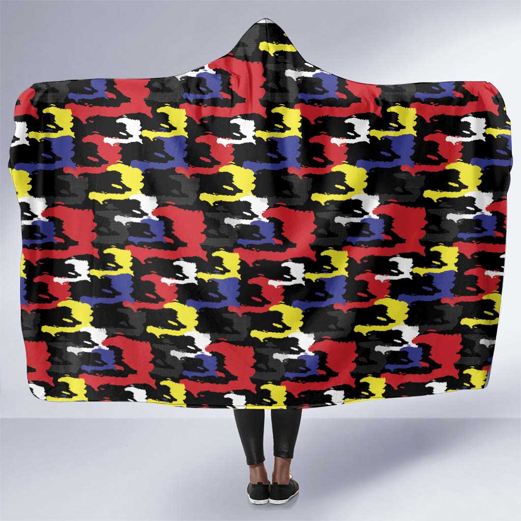 Haiti Map Camouflage Colorful Hooded Blanket - Wonder Print Shop