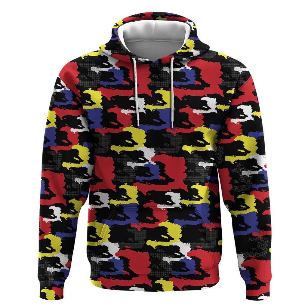 Haiti Map Camouflage Colorful Hoodie - Wonder Print Shop