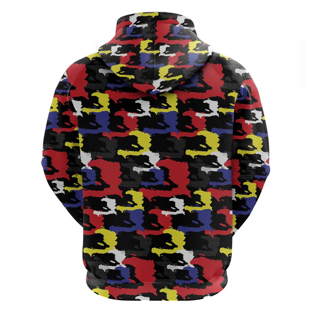 Haiti Map Camouflage Colorful Hoodie - Wonder Print Shop