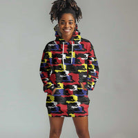 Haiti Map Camouflage Colorful Hoodie Dress - Wonder Print Shop
